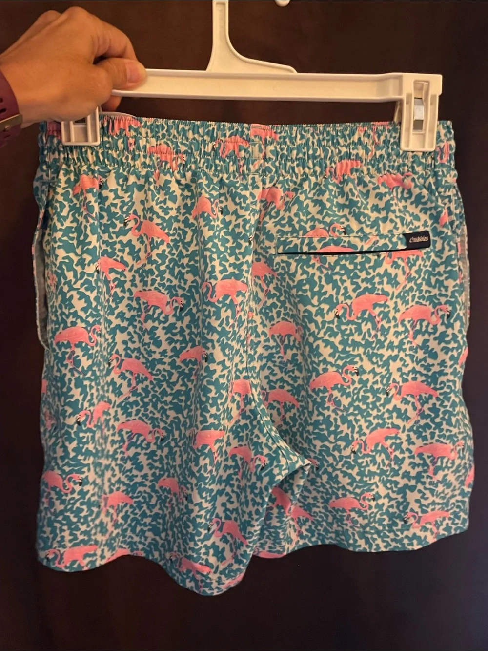 chubbies Pink Flamingo Print Shorts - Turquoise & Pink 5.5”